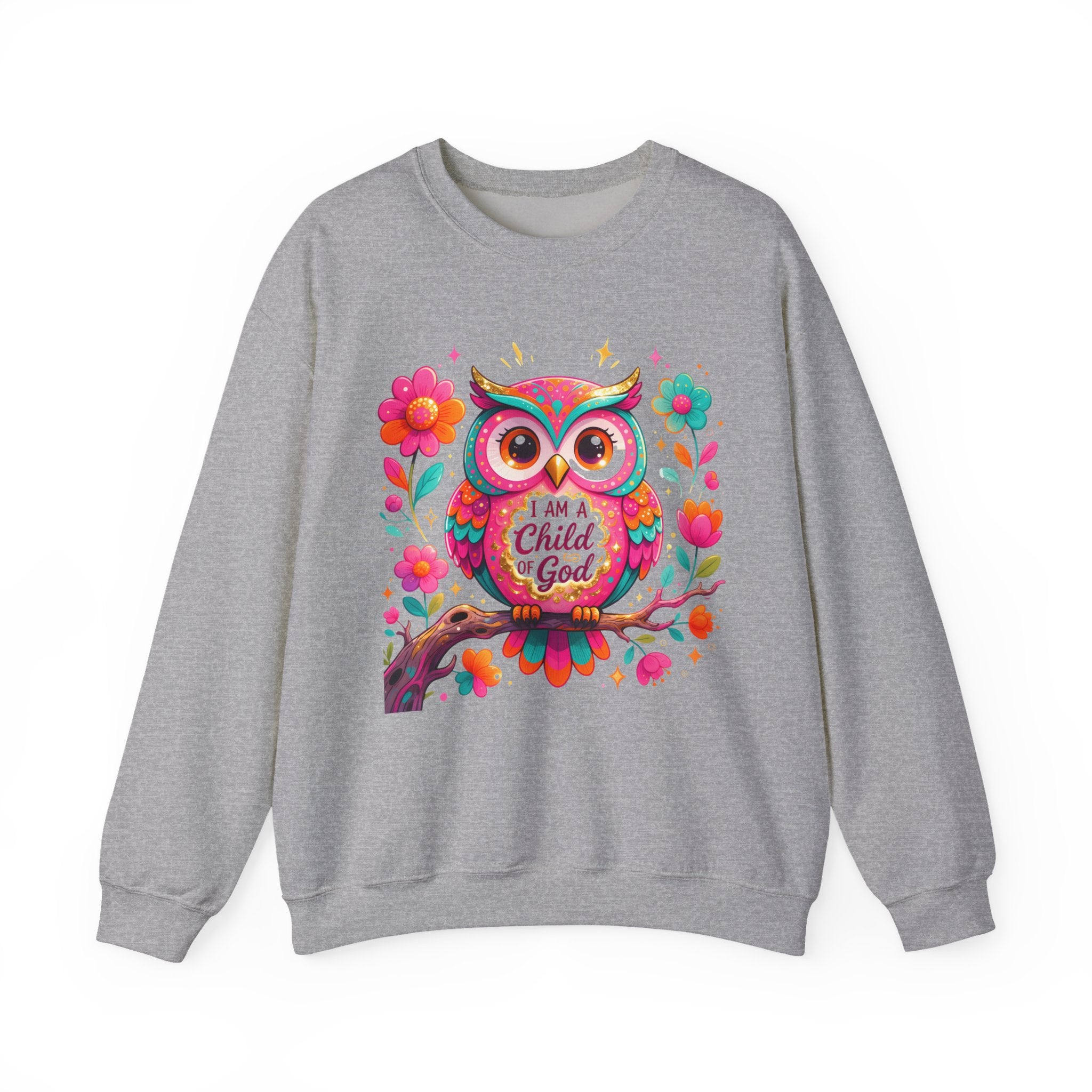 Child of God Owl Sweatshirt - Colorful Faith Floral Crewneck | Christian Gift