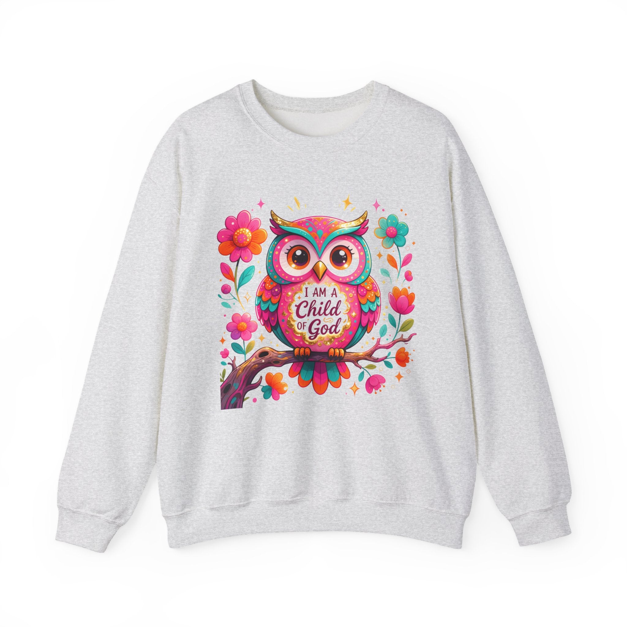 Child of God Owl Sweatshirt - Colorful Faith Floral Crewneck | Christian Gift