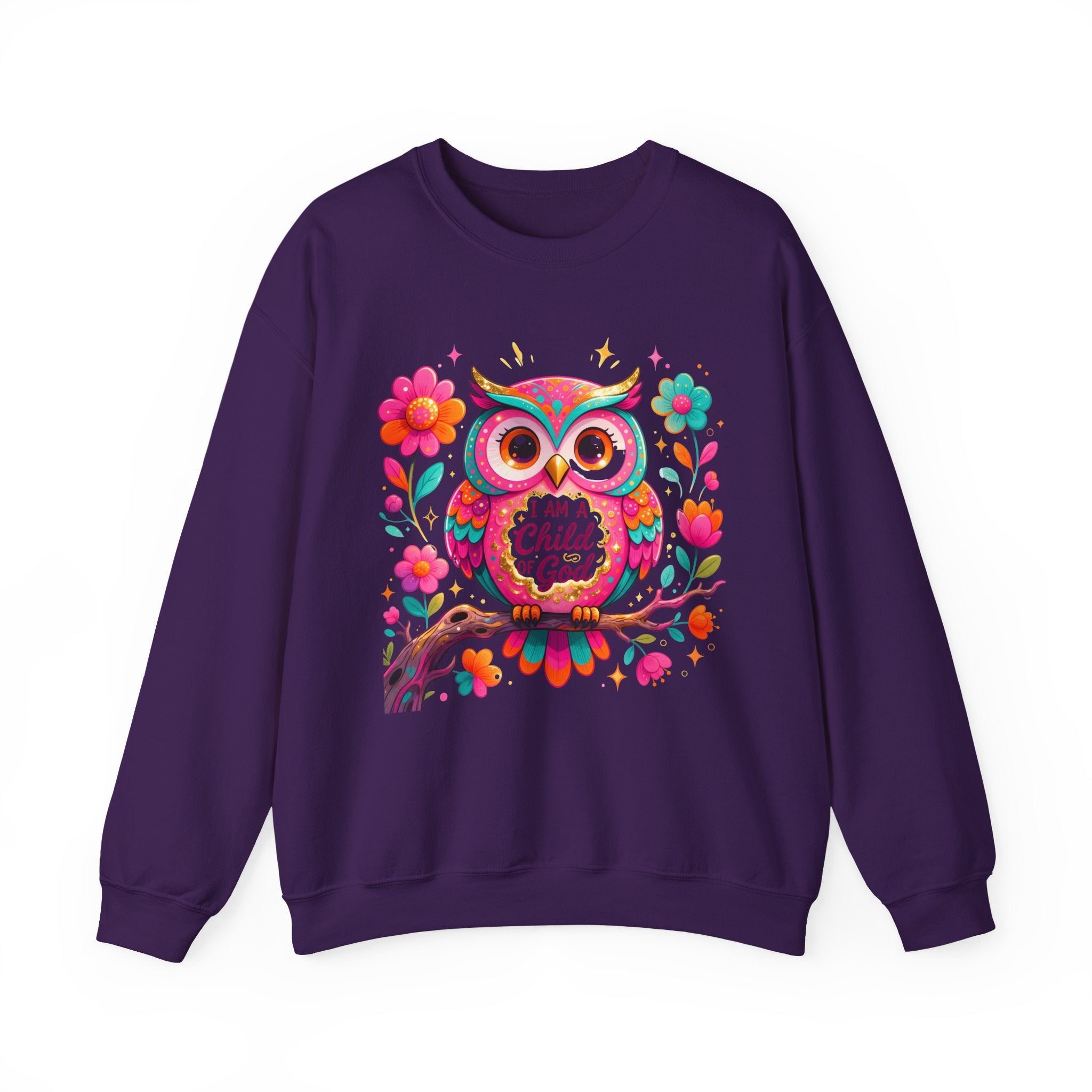 Child of God Owl Sweatshirt - Colorful Faith Floral Crewneck | Christian Gift