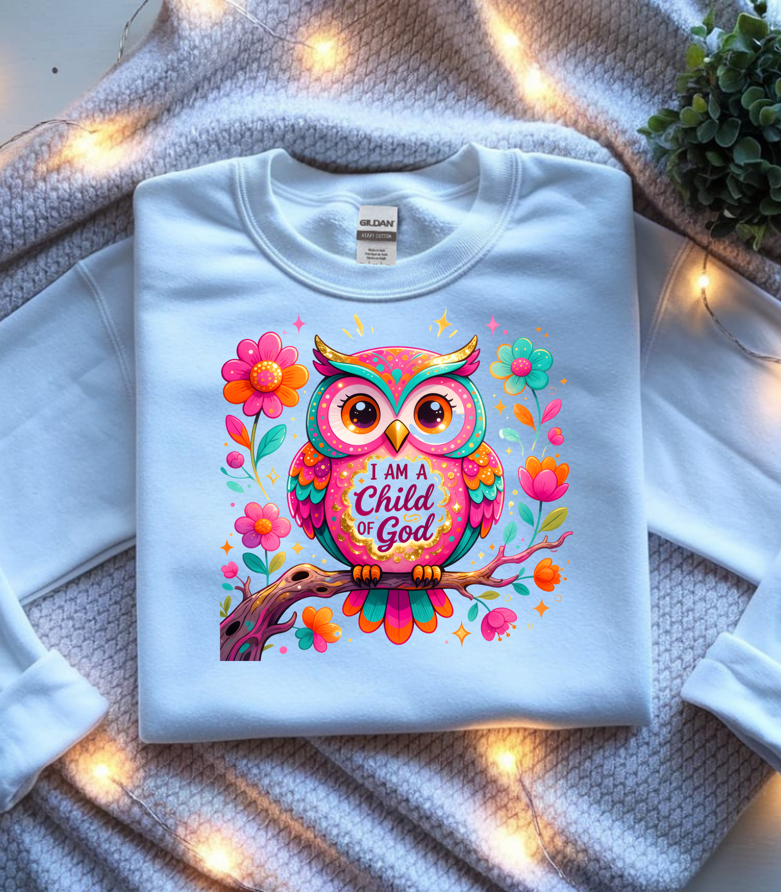 Child of God Owl Sweatshirt - Colorful Faith Floral Crewneck | Christian Gift