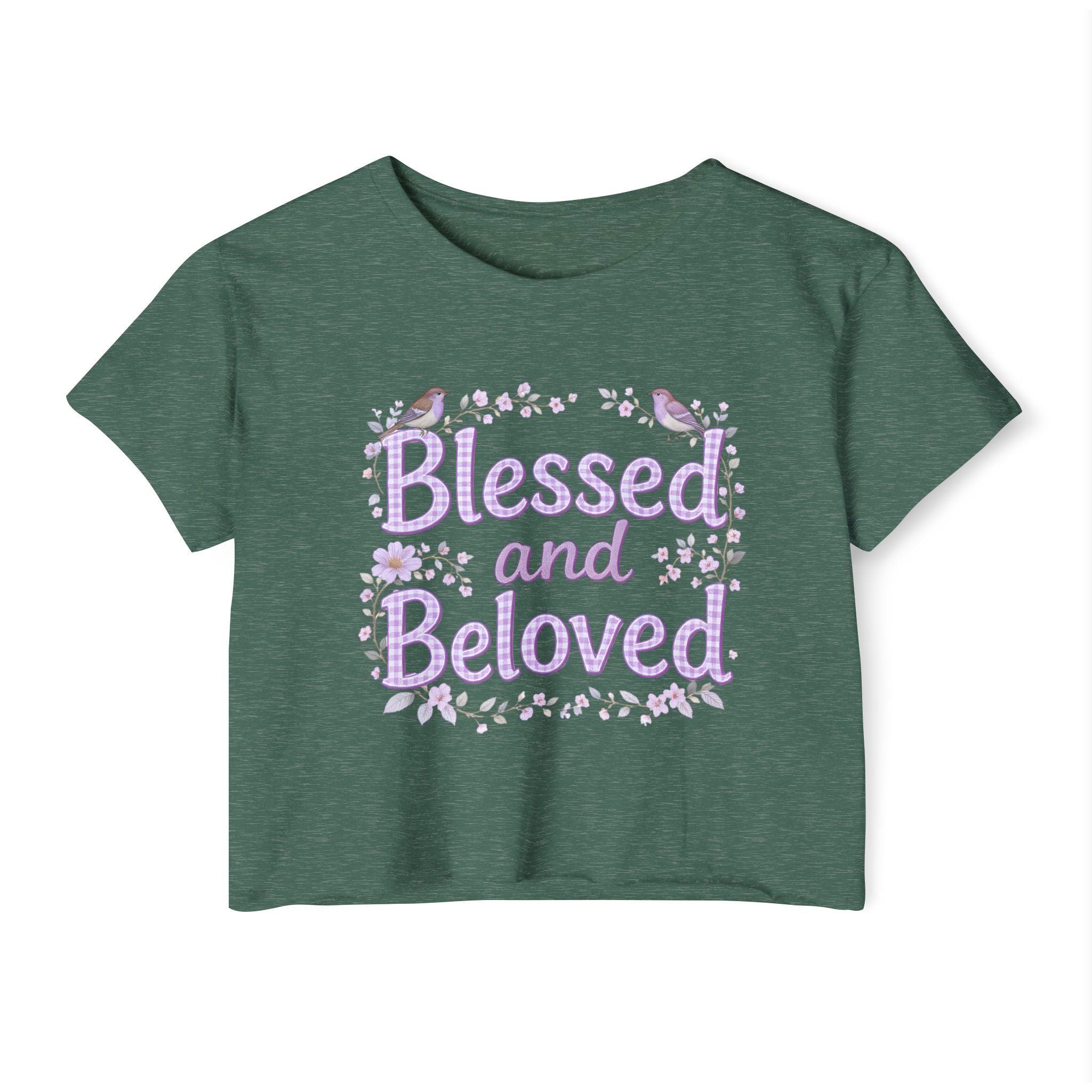 Blessed and Beloved Crop Top - Floral Faith Tee | Women's Festival Inspirational Shirt